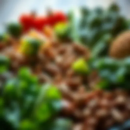 A vibrant display of magnesium-rich foods including leafy greens and nuts