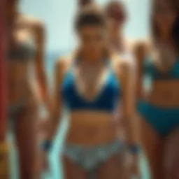 A stylish swimwear selection showcasing various designs and colors