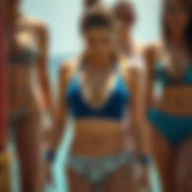 A stylish swimwear selection showcasing various designs and colors