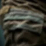 A close-up view of the cargo pants' fabric texture