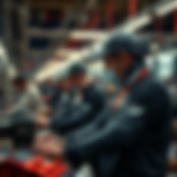 Workers engaged in athletic apparel production