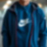 Stylish Nike blue cardigan showcasing modern athletic wear