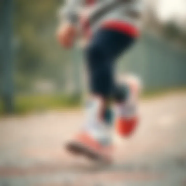 A sporty child wearing Nike boots during an outdoor activity