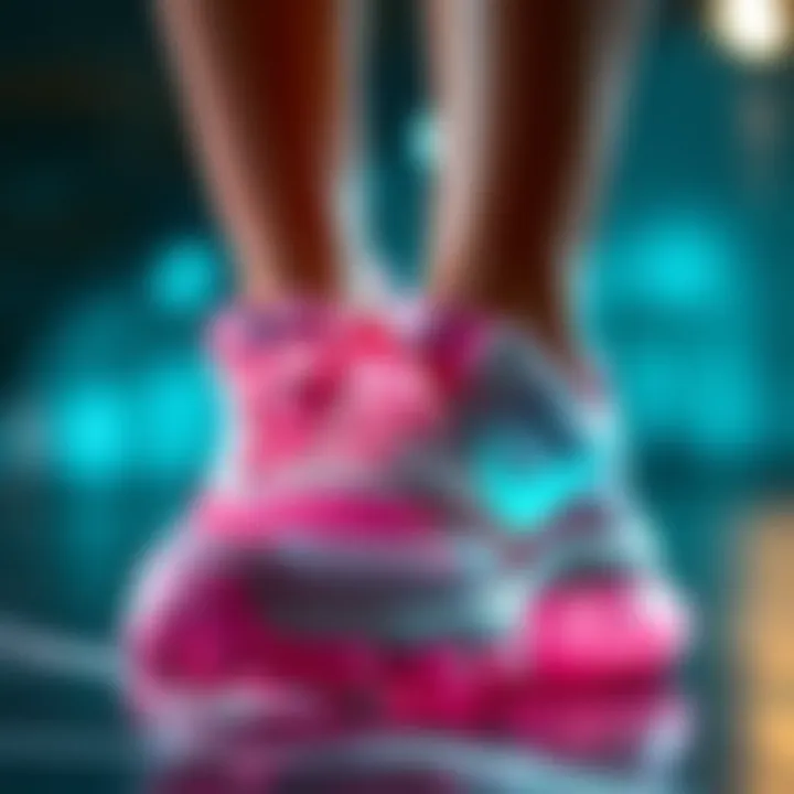 Close-up of Nike pink shoes demonstrating innovative technology