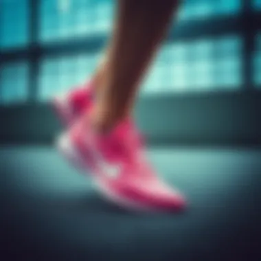 Dynamic performance of Nike pink shoes during a workout
