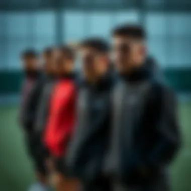 Group of athletes styled in Nike short blazers during a training session