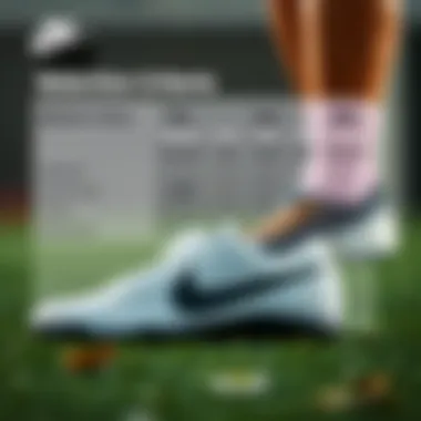 Comparison chart detailing selection criteria for Nike turf shoes
