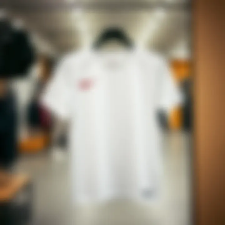 Stylish Nike white t-shirt displayed elegantly on a hanger.