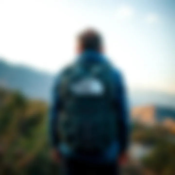 Active lifestyle with North Face backpack on a hiking trail