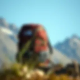 Versatile North Face backpack in a mountain setting