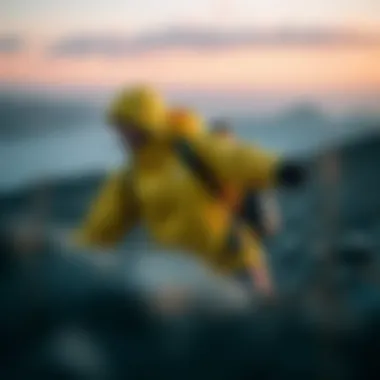 Performance in Action Yellow jacket in action during an outdoor adventure