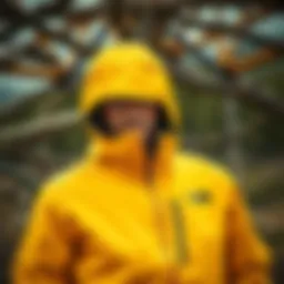 Vibrant yellow jacket in an outdoor setting