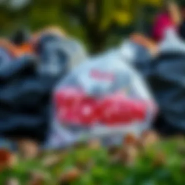 Eco-friendly bags filled with collected waste after a plogging session.