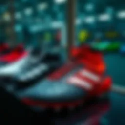 Predator football boots on display