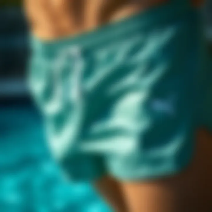 Design Details of Puma Swim Shorts Close-up of Puma swim shorts highlighting design details