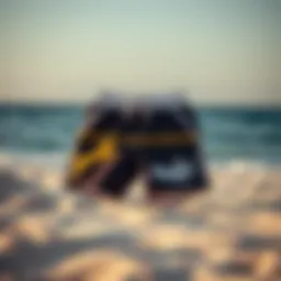 Stylish Puma swim shorts displayed on a sandy beach