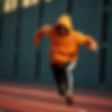 Dynamic movement in Puma upper tracksuit during workout