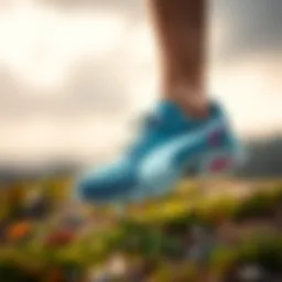 Stylish Puma walking shoes on a natural trail