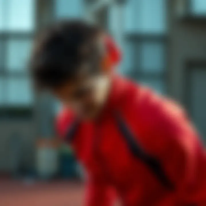 Demonstration of push down technique in sportswear