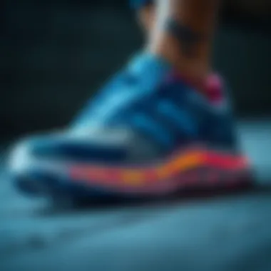 A close-up of a running shoe showcasing advanced cushioning technology