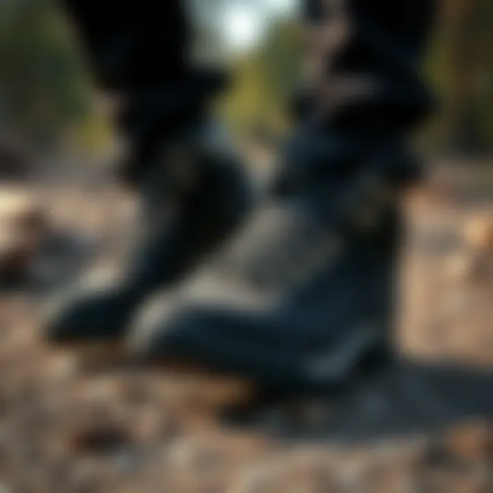 Durability and Design of Timberland Shoes Close-up of black Timberland shoes highlighting their durable material