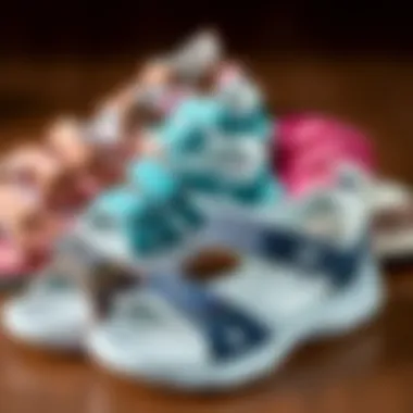 Variety of Skechers Sandal Styles Different styles of Skechers sandals arranged aesthetically