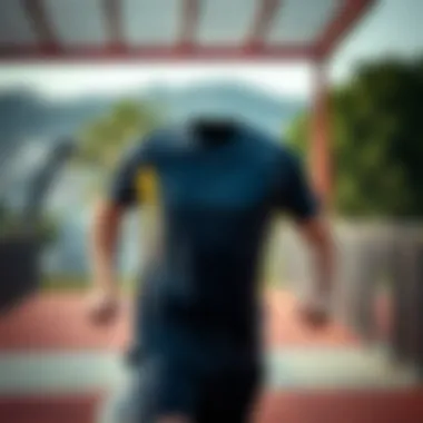 Outdoor Usage of Athletic Shirt Athletic shirt in an outdoor exercise setting