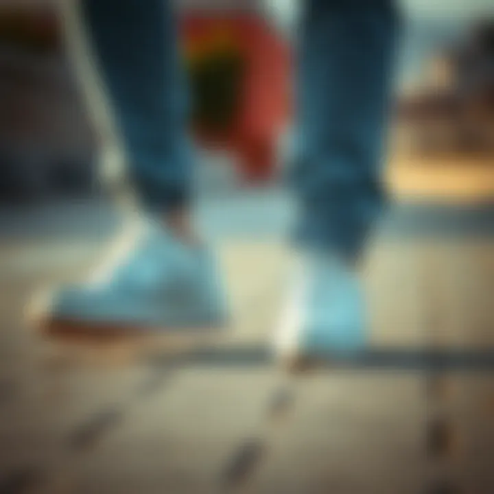 Stylish sneakers paired with casual outfit