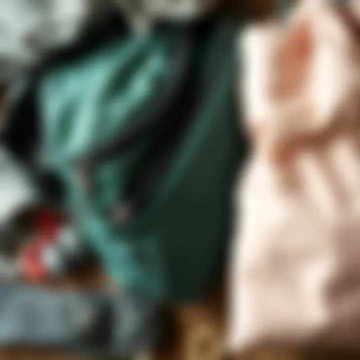 An assortment of materials used in crafting sport waist bags.