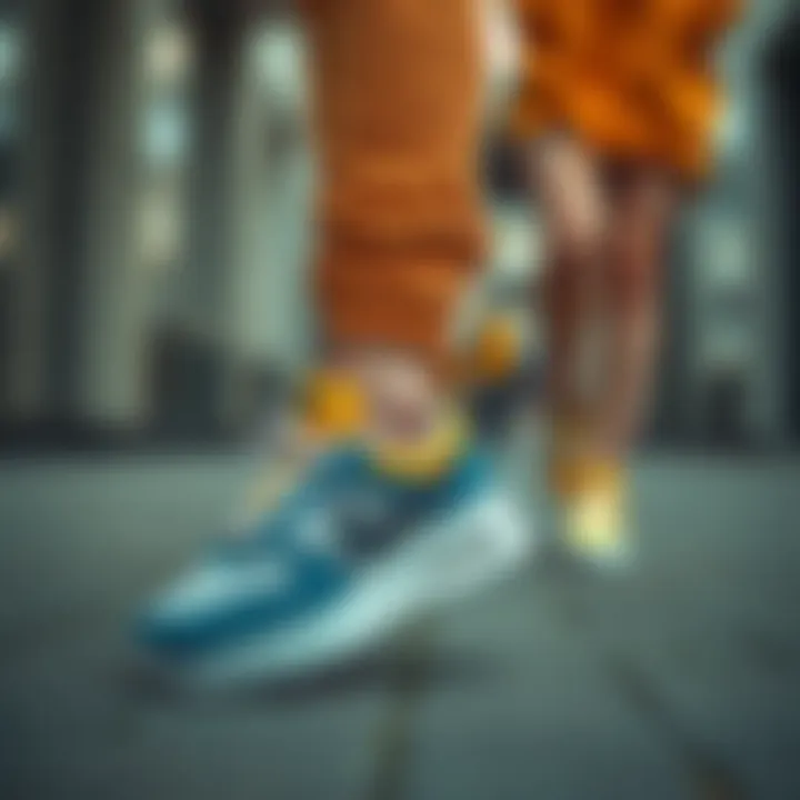 Street Style with Nike Sneakers Fashionable street style featuring vibrant Nike sneakers paired with casual attire.