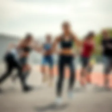 A dynamic scene of athletes engaging in different sports wearing leggings