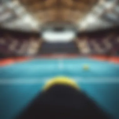 Tennis court showcasing the intensity of a match