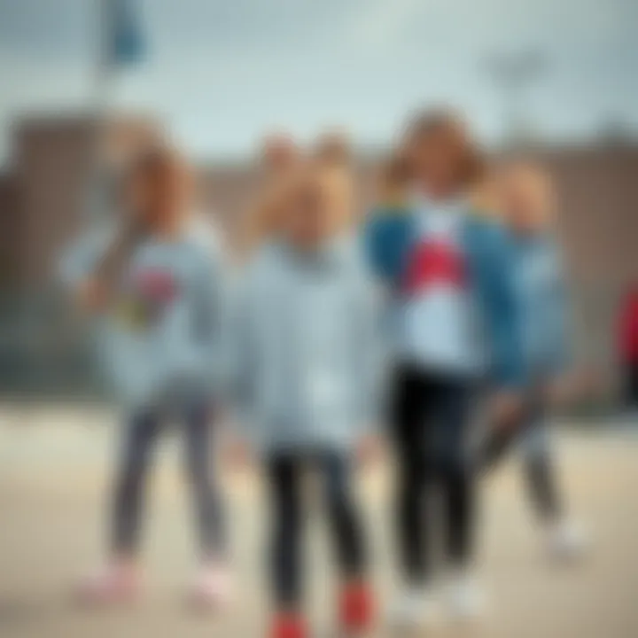 Fashion-Forward Kids Sporting Trendy Leggings Stylish children in playful outfits wearing trendy leggings