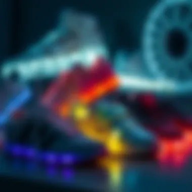 Stylish Variety of Trusted Brand Illuminated Shoes A stylish arrangement of various illuminated shoes from trusted brands