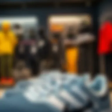 A stylish sports gear selection in a boutique setting