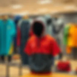 Vibrant display of sports apparel showcasing various styles and colors