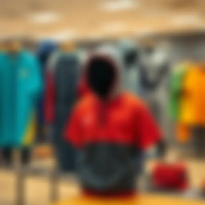 Vibrant display of sports apparel showcasing various styles and colors