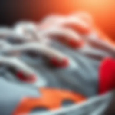 A close-up of breathable materials used in summer sports shoes.