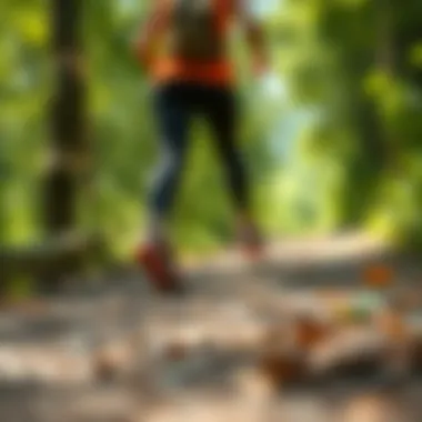 A person walking on a scenic trail surrounded by nature